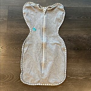 Love to Dream Gray Swaddle Sack with Striped Trim